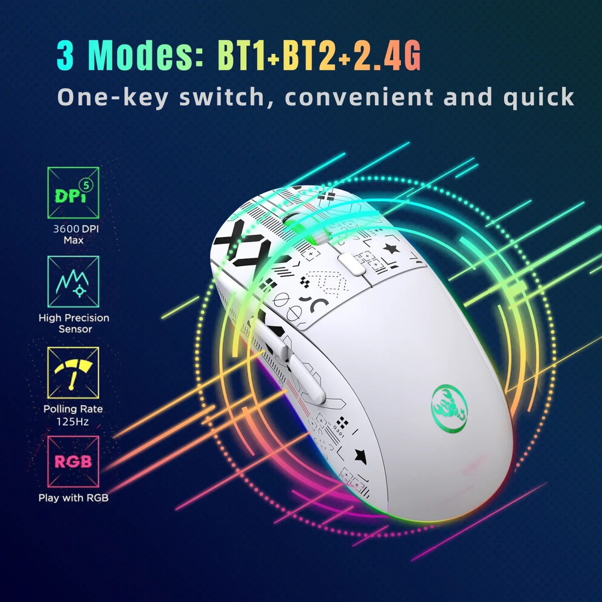hxsj T90 2.4G Wireless Mechanical Mouse 5