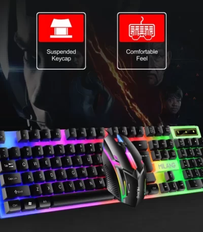 Rainbow Backlit Wired Keyboard and Mouse 2