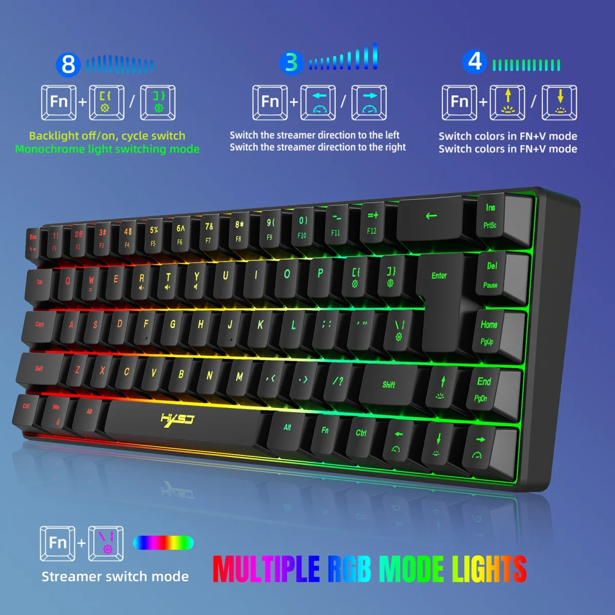 V200 Wired K68 RGB Mini Gaming Keyboard 2