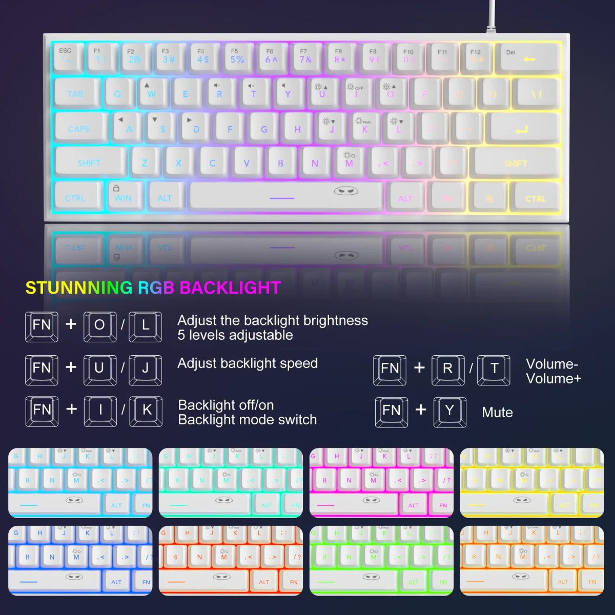 MageGee TS91 60% Compact Wired Keyboard 61 Keys RGB 2