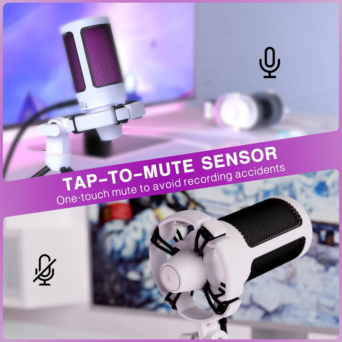 AmpliGame USB Gaming Microphone with Quick Mute,RGB Condenser 3