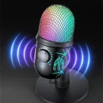 USB Microphone Plug and Play Gaming Mic for PC Mac PS4/5 Podcast Microphone with RGB Mute Monitor Noise Reduction Volume Gain 5