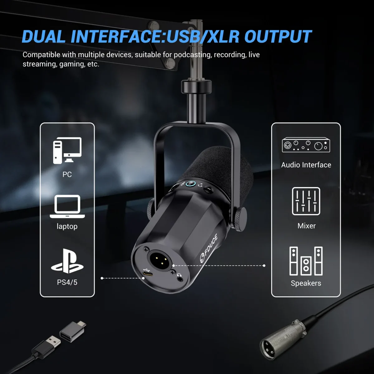 FDUCE SL40+ USB/XLR Dynamic Microphone Kit 3