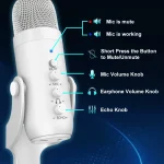 Professional White USB Condenser Microphone 5