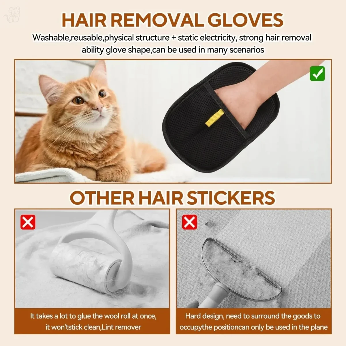 Remove Pet Hair in Seconds – Reusable Grooming & Cleaning Gloves for Dogs & Cats 5