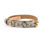 Adjustable metal buckle PU fabric dog/cat collar with snake/leopard pattern Suitable for small/medium-sized dogs 2