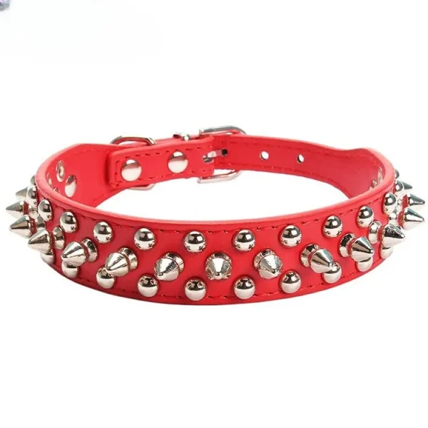 Adjustable Leather Pet Dog collar Neck Strap Supplies PU Leather Punk Rivet Spiked Dog Collar Pet Collars For Small Dog Cat 9