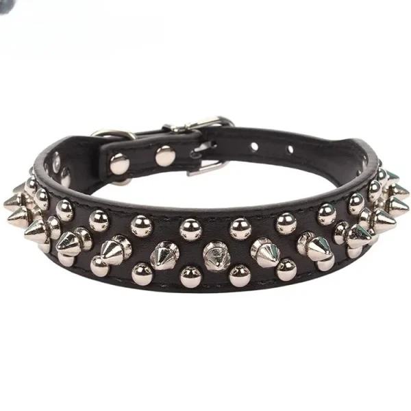 Adjustable Leather Pet Dog collar Neck Strap Supplies PU Leather Punk Rivet Spiked Dog Collar Pet Collars For Small Dog Cat 8