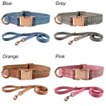 Dog Rope Walking Training Leash Neck Metal Buckle Pet Towing Rope Neck Collar Dog Chain Adjustable Linen Collar Rope Leash Set 1