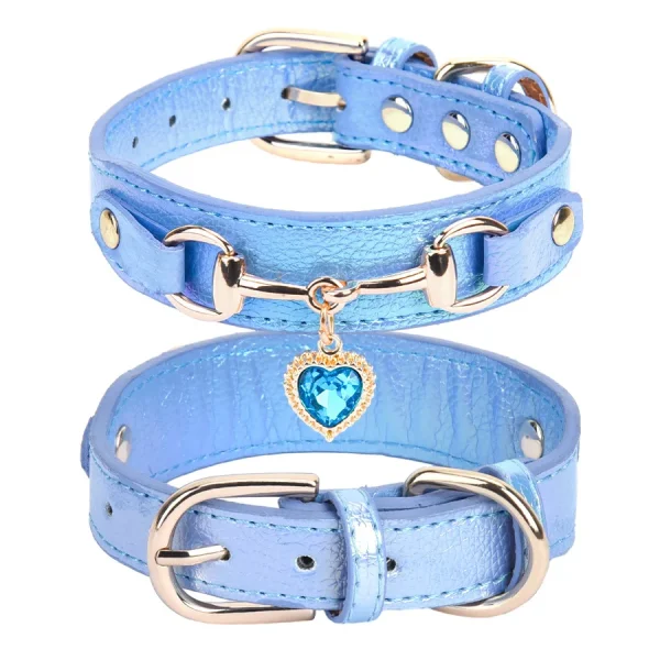 Shiny Rhinestone Pet Collar Love Jewelry Dog Collar Comfortable Leather Dog Adjustable Collar 7