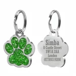 Free Personalized Dog Cat Plate Tags Engraved Puppy Pet ID Name Collar Tag Alloy Paw Glitter Pendant Pets Dogs Accessories 4