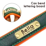 Customized PU Leather Nameplate Dog Collar Soft Padded Dogs Collars Free Engraving Name for Small Medium Large Dogs Adjustable 4