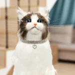 New Cat Dog Collar Three Row Elastic Rhinestone Pet Collars Love Decoration Necklace Puppy Kitten Ornament Pets Supplies 5