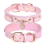Shiny Rhinestone Pet Collar Love Jewelry Dog Collar Comfortable Leather Dog Adjustable Collar 6