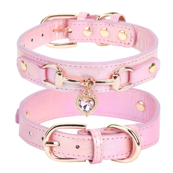 Shiny Rhinestone Pet Collar Love Jewelry Dog Collar Comfortable Leather Dog Adjustable Collar 6