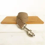 Personalized Pet Collar Customized Nameplate ID Tag Adjustable Suit Fiber Coffee Brown Cat Dog Collars Lead Leash 3