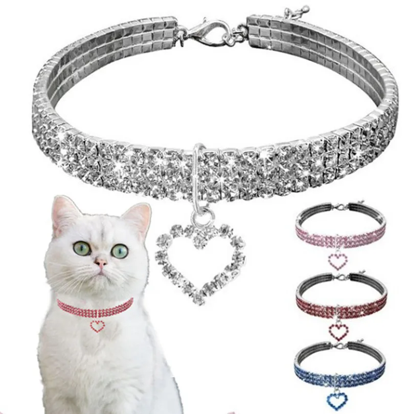 New Cat Dog Collar Three Row Elastic Rhinestone Pet Collars Love Decoration Necklace Puppy Kitten Ornament Pets Supplies 1 New Cat Dog Collar Three Row Elastic Rhinestone Pet Collars Love Decoration Necklace Puppy Kitten Ornament Pets Supplies 1