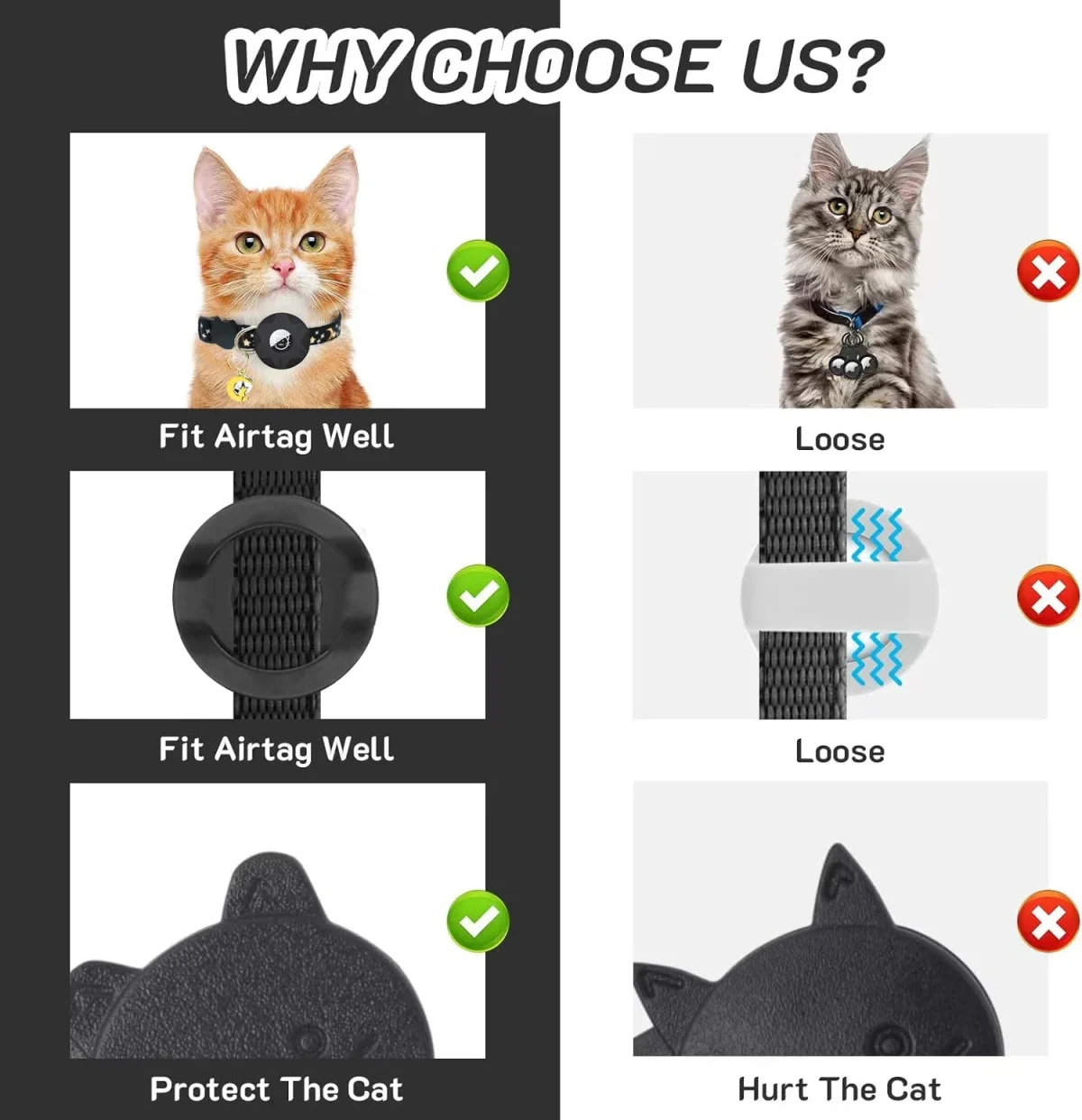 Apple Tag Pet Collar with AirTag Holder & Moon Ornament for Kitten Collar Girl Boy Cats, Small Dog Collar Kitten Accessories 4