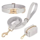 Personalized Dog Collar Leash Bag Set Custom PU Leather Dog Collars Colorful Pet Necklace With Leashes Poop Bag for Dogs Pug 12