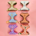 Romantic Holiday Curated Gift Light Luxury Adjustable Personalized Print Dog Harness + 1Pcs Tone Pet ID Tag Free With Purchase 1