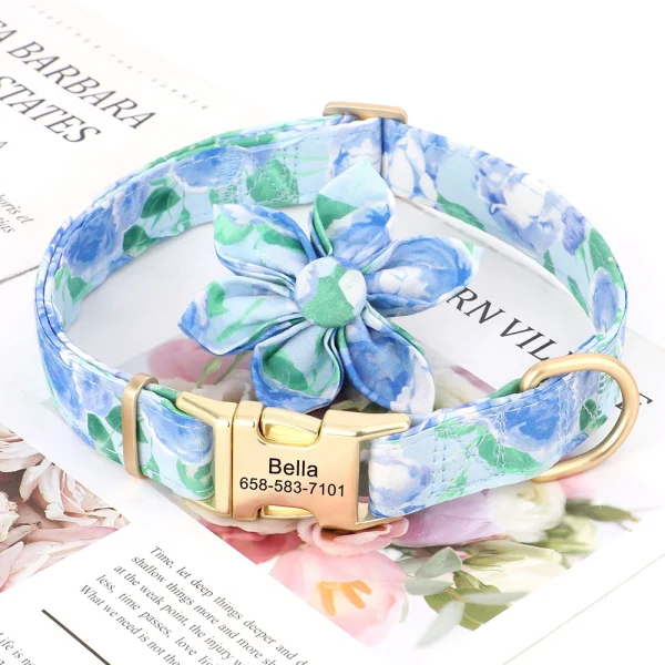 Custom Nylon Dog Collar Cute Print Dog Collars Free Engraved Pet ID Collars Necklace For Small Medium Large Dogs Pug Adjustable 2
