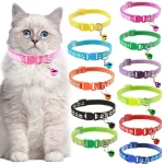 Hot pet cat bell collar dog print cat collar multi-color optional necklace ring cat rope collar pet supplies 1