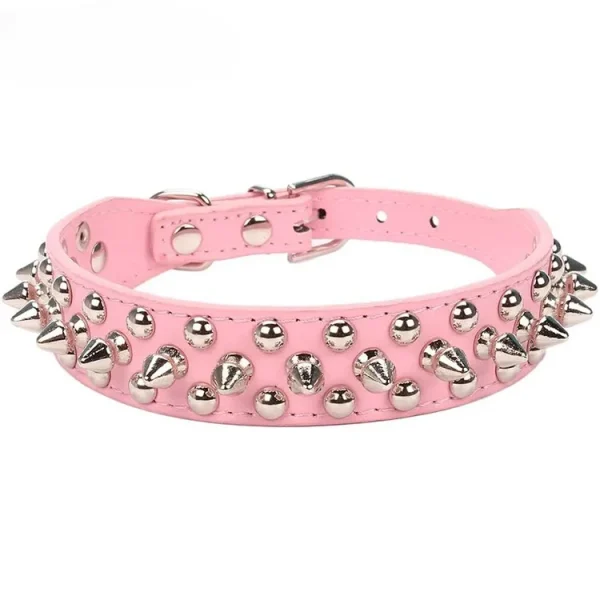Adjustable Leather Pet Dog collar Neck Strap Supplies PU Leather Punk Rivet Spiked Dog Collar Pet Collars For Small Dog Cat 4