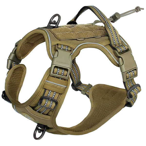 Tactical Dog Harness, No Pull Dog Harness, Adjustable Breathable MOLLE Dog Vest Harness for Medium Large Dog Reflective Military 2