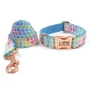 Personalized Dog Collar Customized Pet Collars Engraving ID Nameplate Tag Pet Accessory Rainbow Heart Puppy Collar Leash 1