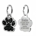 Free Personalized Dog Cat Plate Tags Engraved Puppy Pet ID Name Collar Tag Alloy Paw Glitter Pendant Pets Dogs Accessories 5