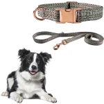Dog Rope Walking Training Leash Neck Metal Buckle Pet Towing Rope Neck Collar Dog Chain Adjustable Linen Collar Rope Leash Set 4