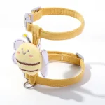 Cat Harness Leash Collar Set Adjustable Cartoon Bee Double Layer Dog Harness for Small Medium Pet Collar Leash Outdoor Walking 5