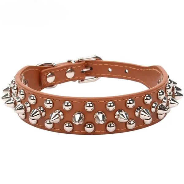 Adjustable Leather Pet Dog collar Neck Strap Supplies PU Leather Punk Rivet Spiked Dog Collar Pet Collars For Small Dog Cat 7