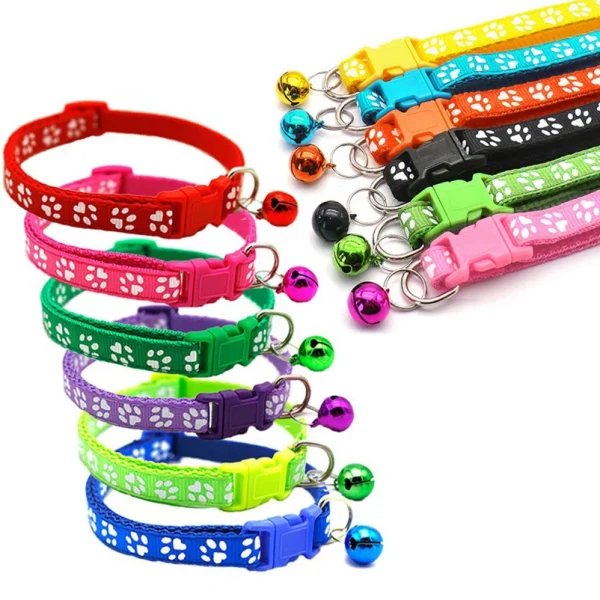Hot pet cat bell collar dog print cat collar multi-color optional necklace ring cat rope collar pet supplies 2